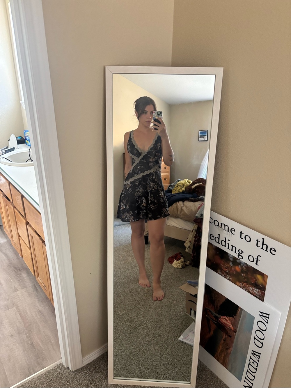 Black Lace-Trim V-Neck Dress- Intimately Free People